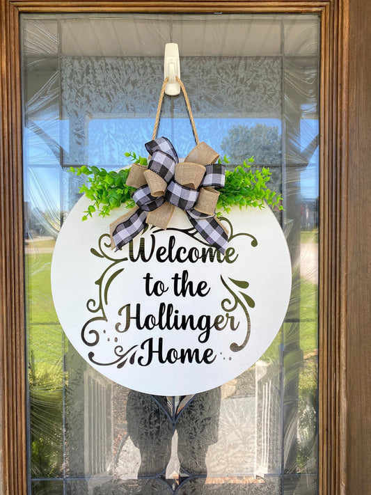 Welcome to our home Personalized Door Hanger