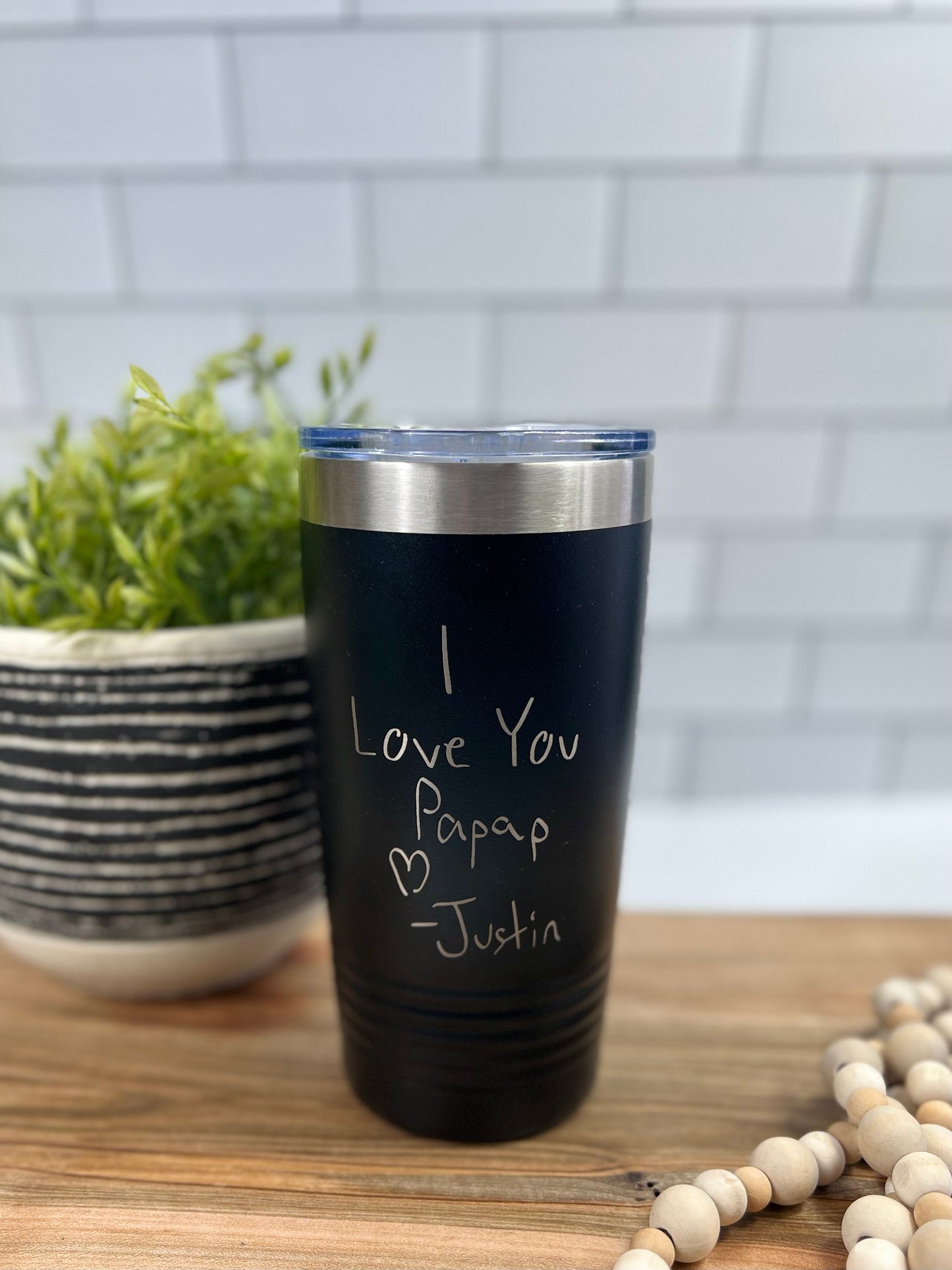 Personalized Drink Tumbler with Handwriting on 2 sides