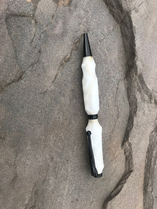 Handmade Twist Legacy Pen Kit With Pearl White Acrylic Blank, Black Finish