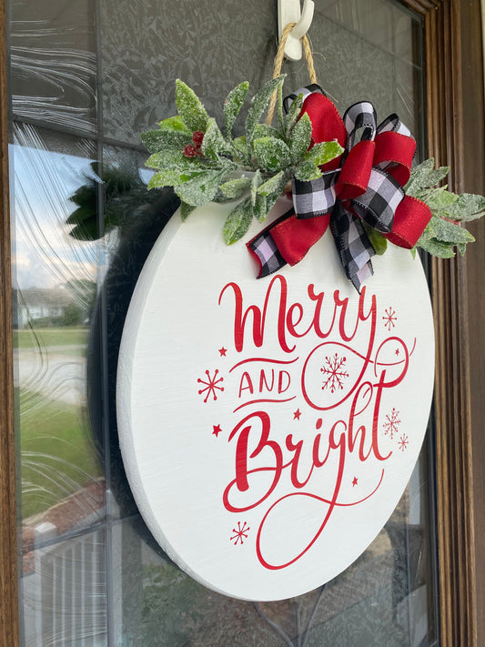 Merry and Bright Holiday Door Sign