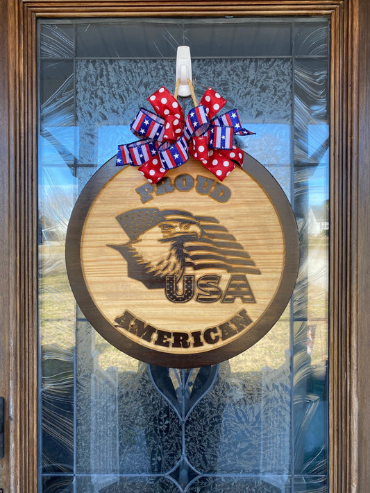 Patriotic Door Hanger | Proud American Sign