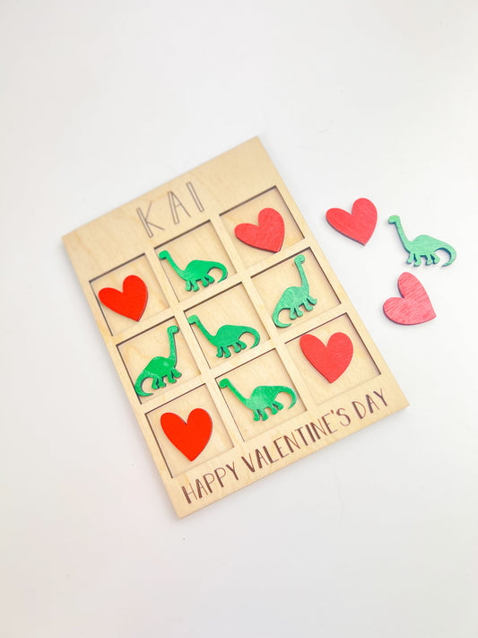 Tic Tac Toe Valentine | Personalized | Dinosaur